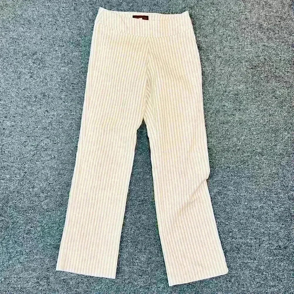 Krazy Larry Women's Stretch Linen Wide Ankle, Oatmeal striped size 2 - Picture 5 of 10
